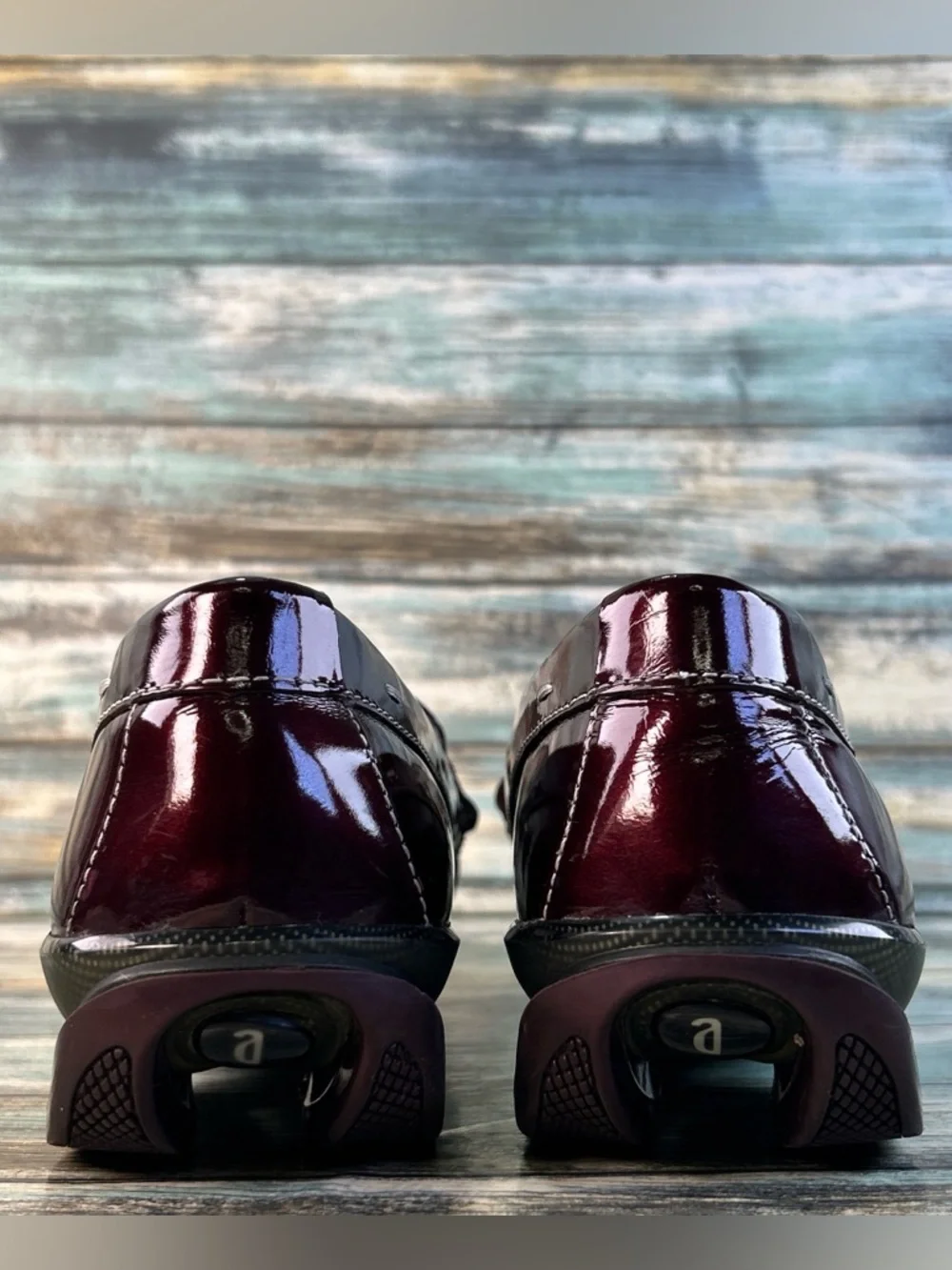 Asgi Comfort Penny Loafers Womens 8M Burgundy Patent Leather Dress Work Shoes